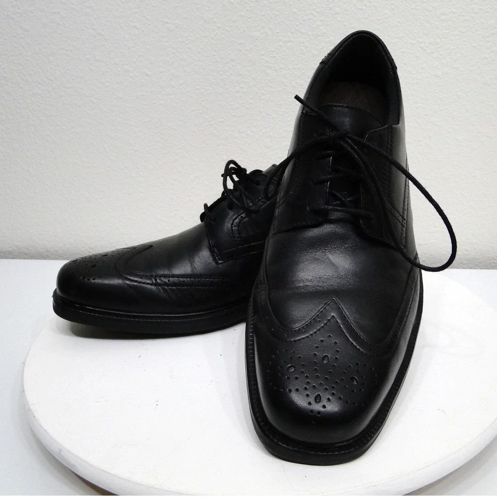 Bostonian Flexlite Mens Black‎ Leather Wingtip Oxford Dress Shoes 23214 Size 12M